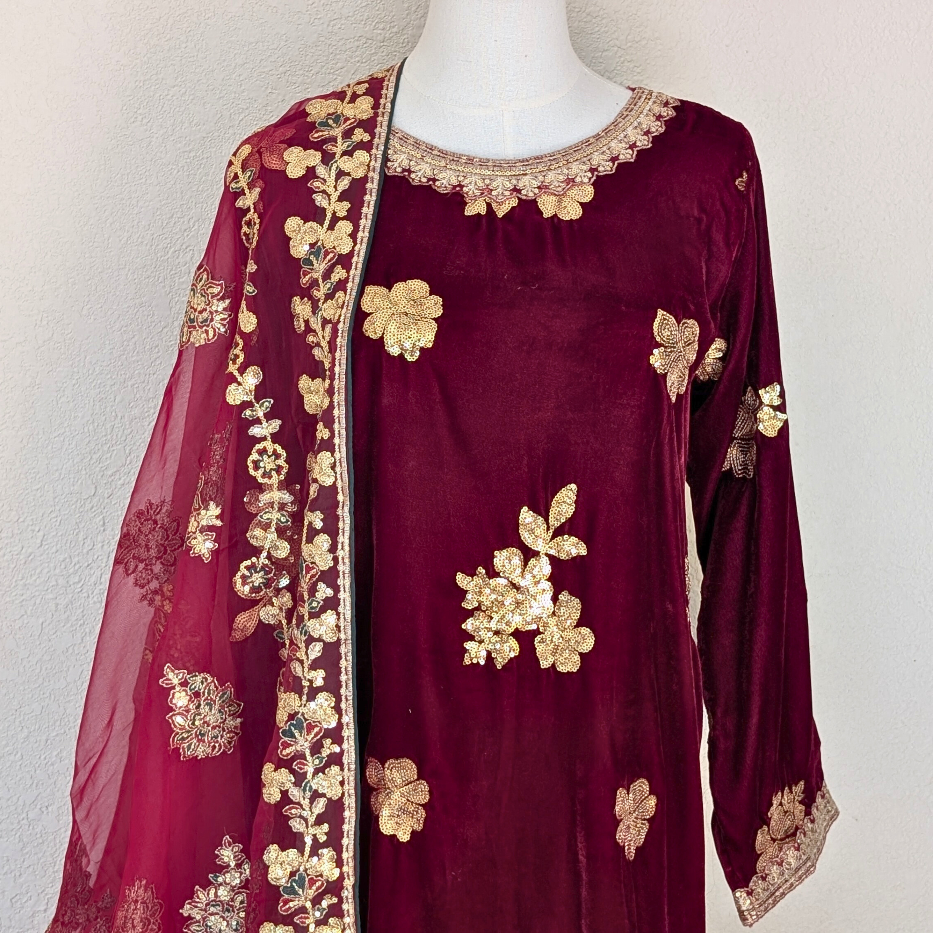 Velvet shelowar kameez