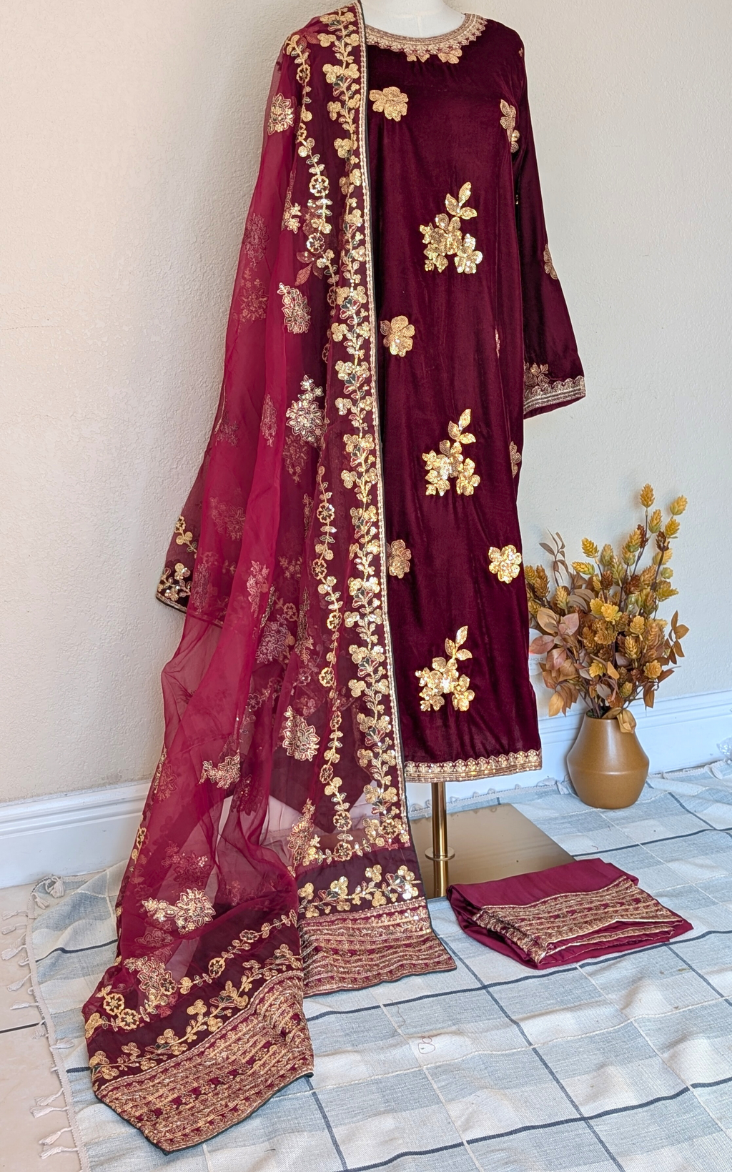 Velvet shelowar kameez