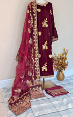 Velvet shelowar kameez