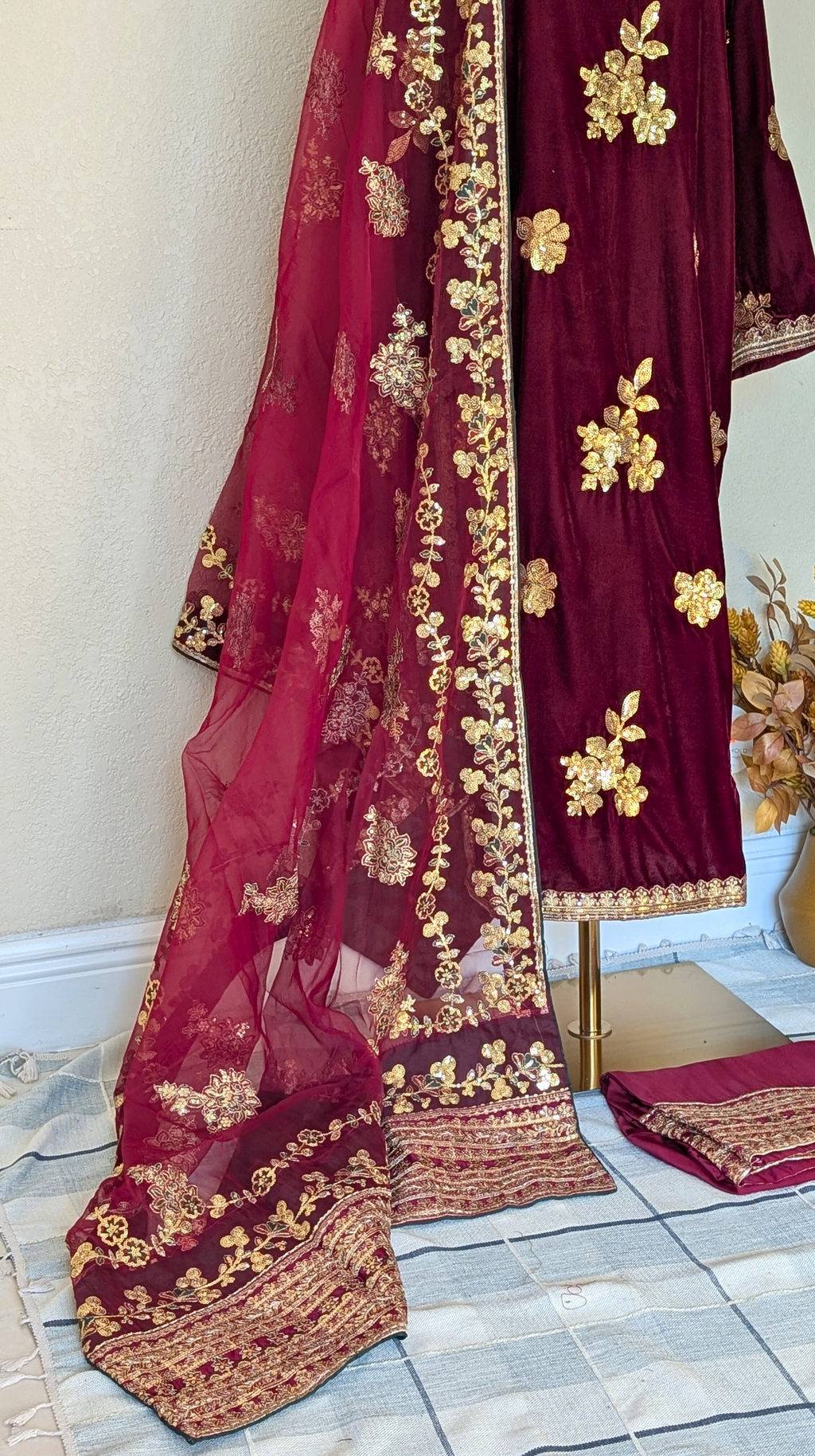 Velvet shelowar kameez