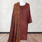 Winter Kurta Set with Embroidered Kashmiri-Style Shawl