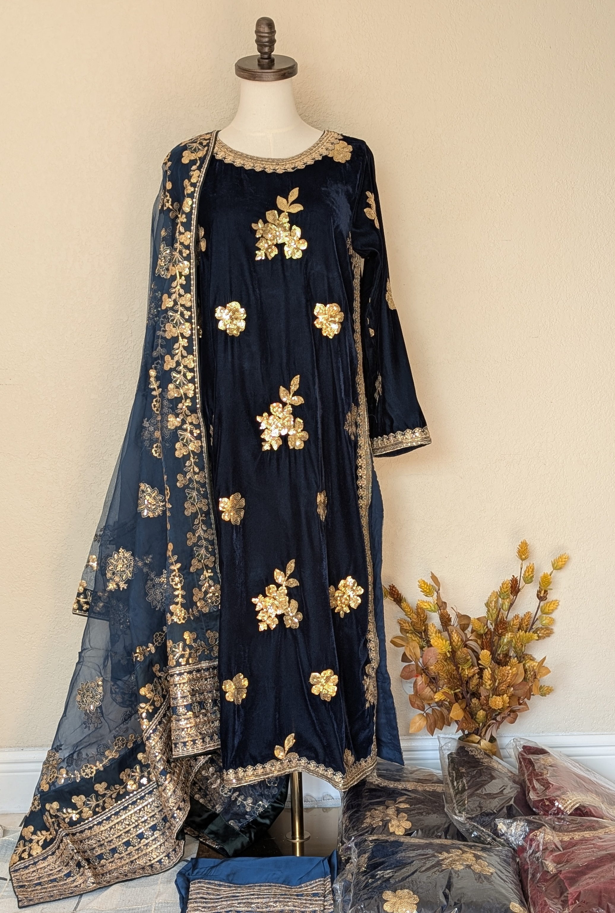 Velvet shelowar kameez