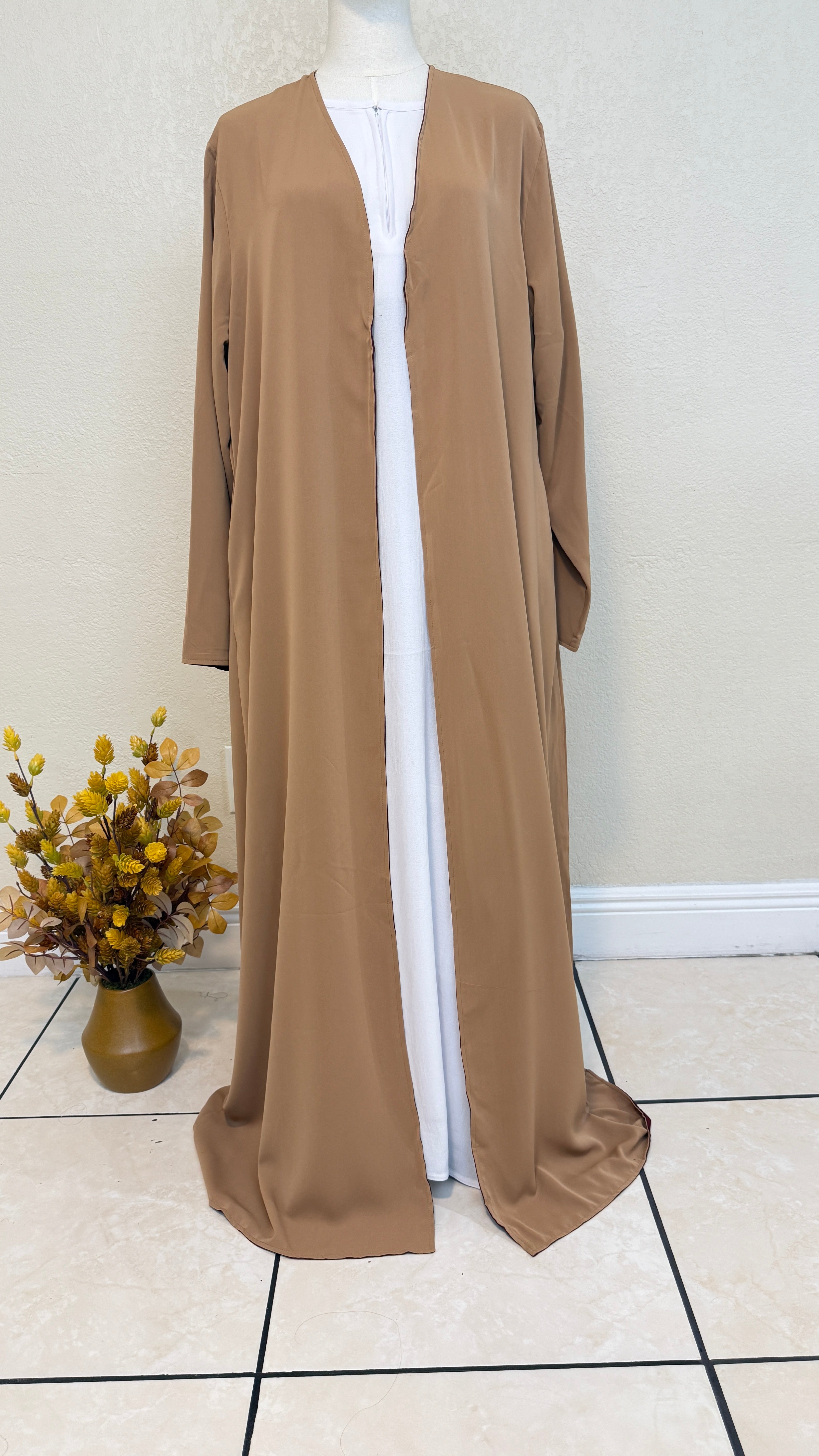 Zaira open Abaya in Maroon and Khaki