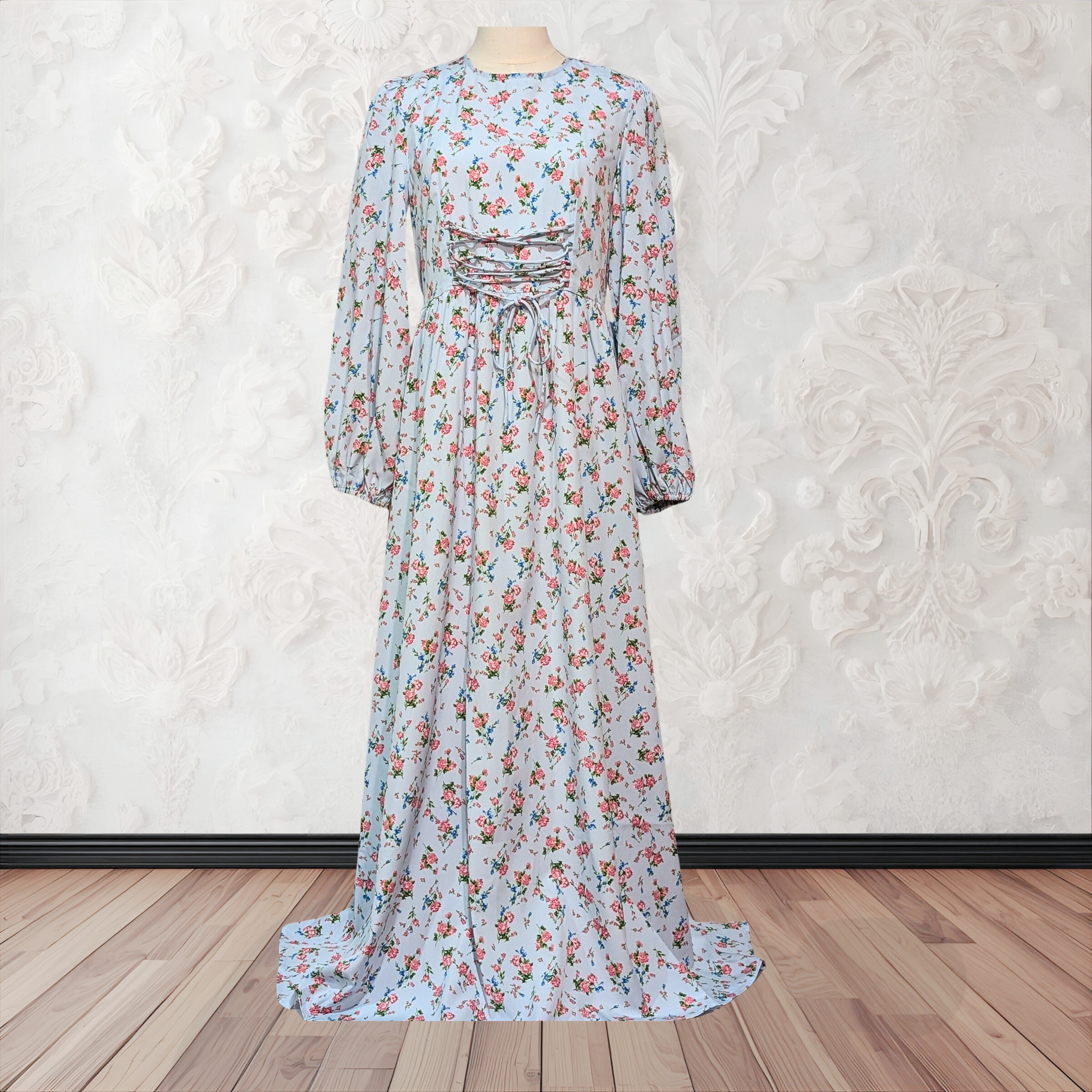 Floral Fancy Abaya in Blue