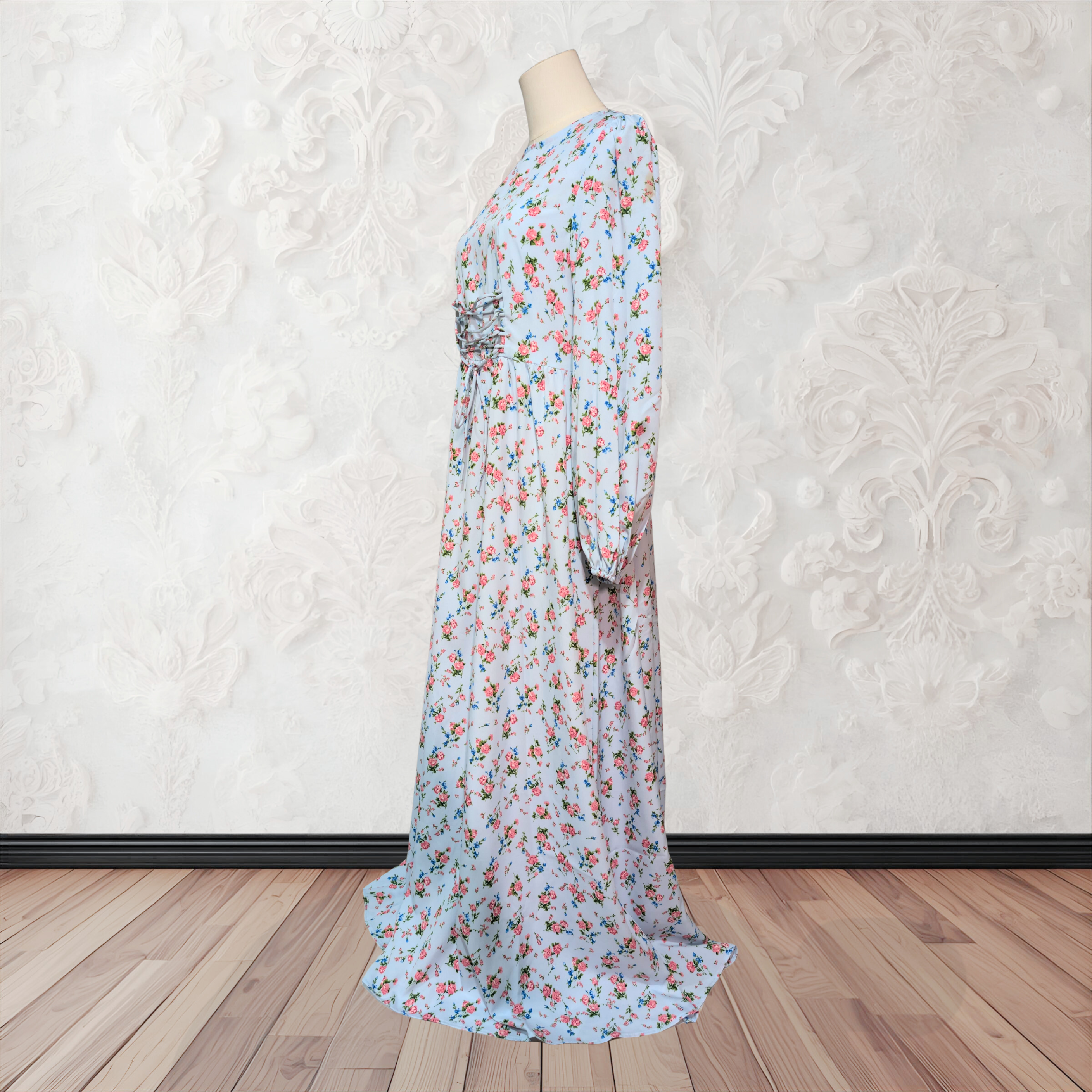 Floral Fancy Abaya in Blue