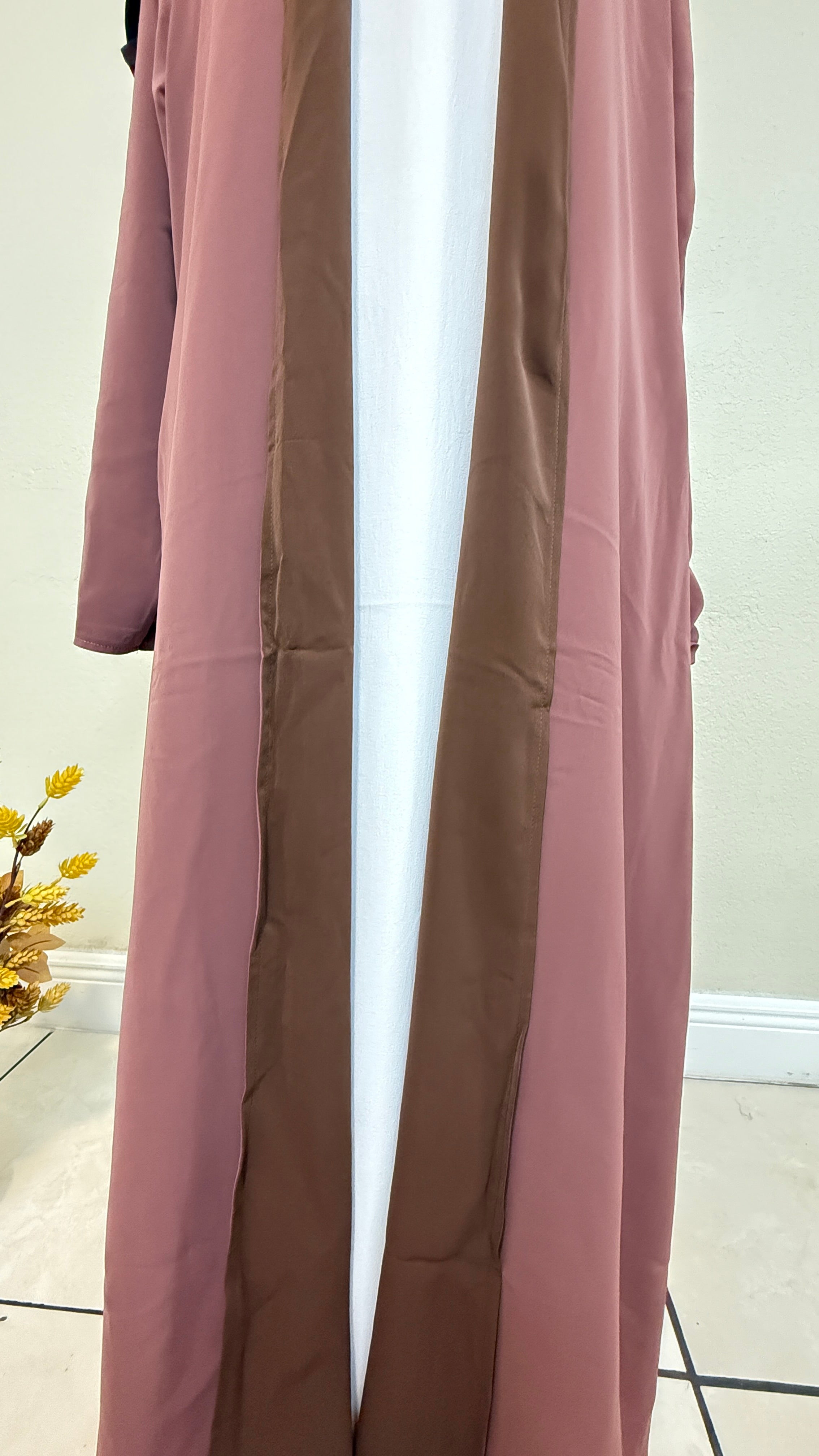 Zaira open Abaya in Cofee and Rose Mauve