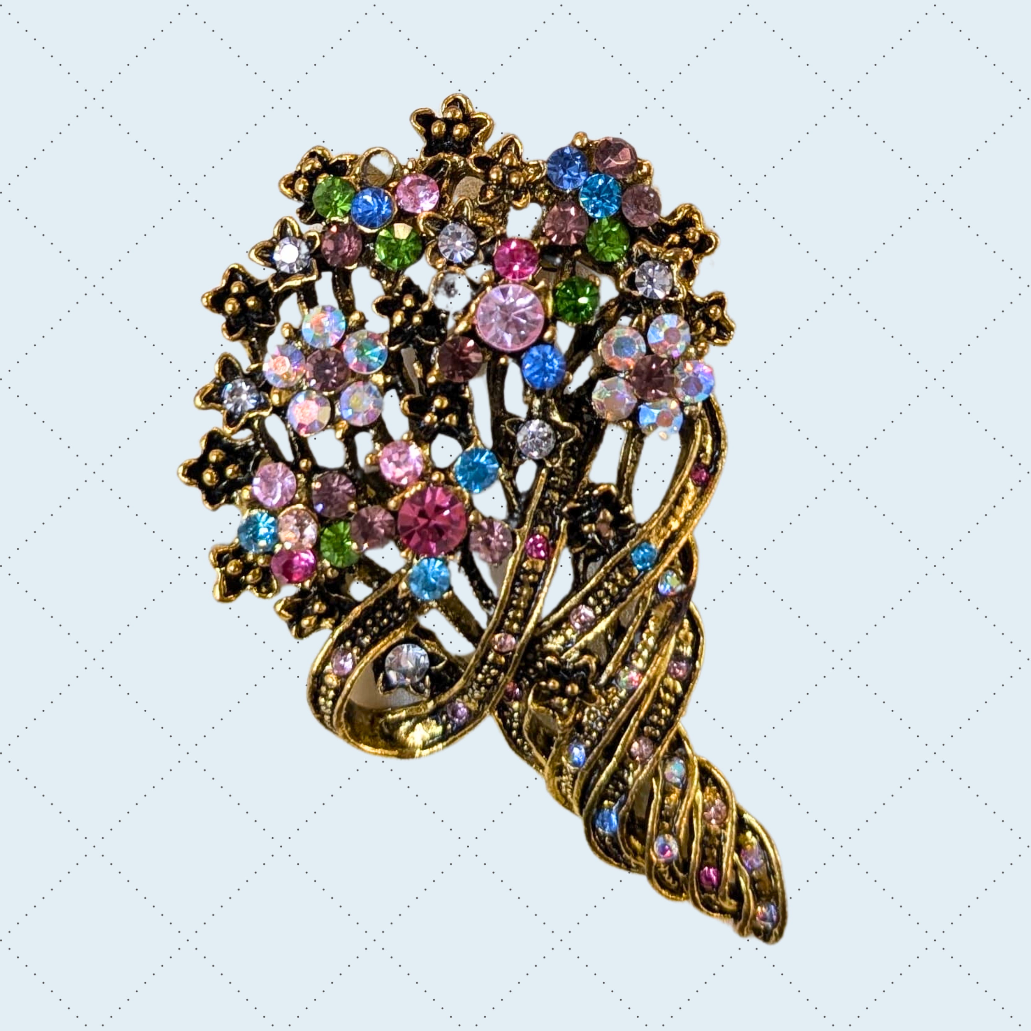 Vintage-Style Crystal Flower Bouquet Pins