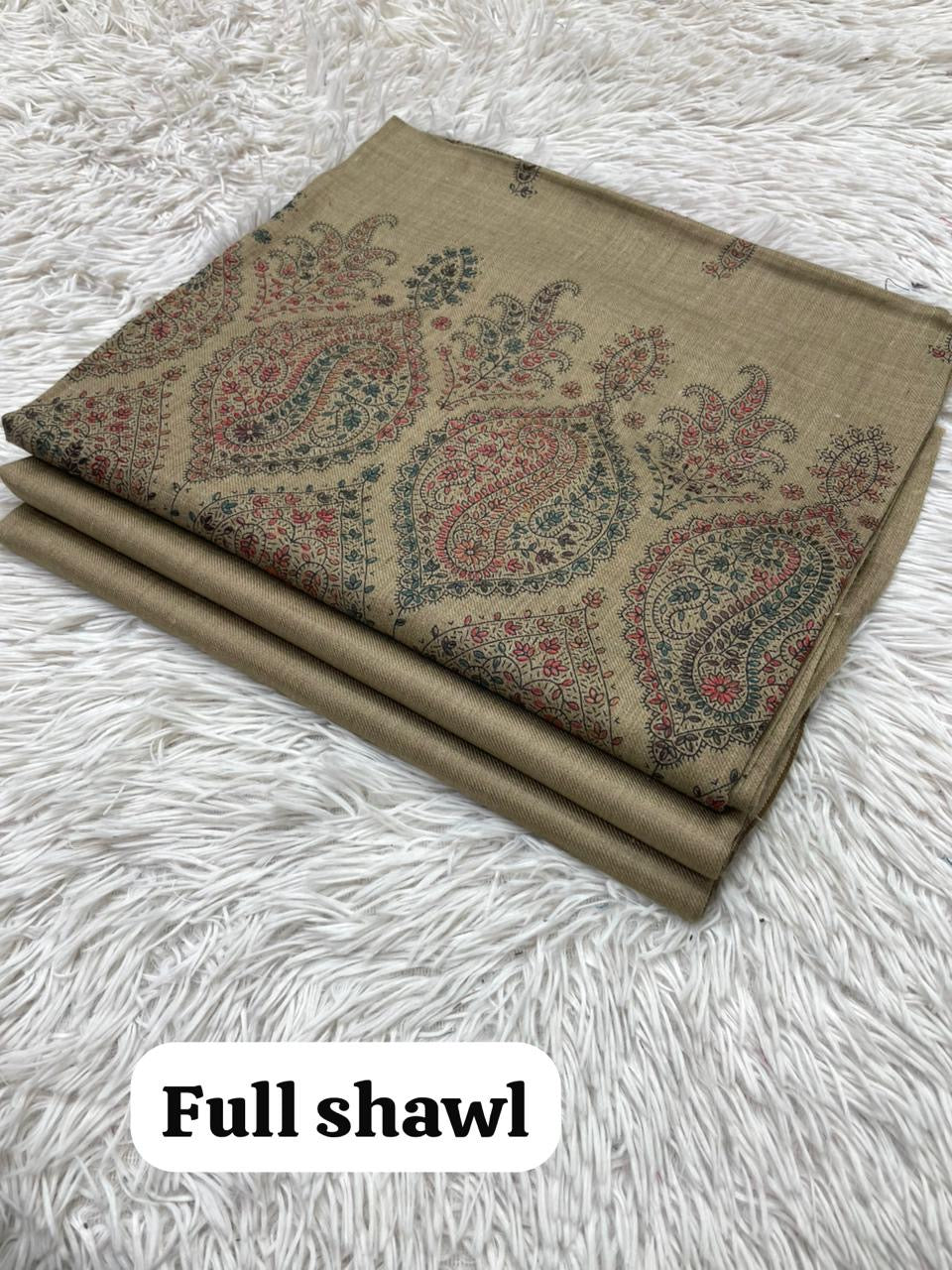 Winter Kurta Set with Embroidered Kashmiri-Style Shawl