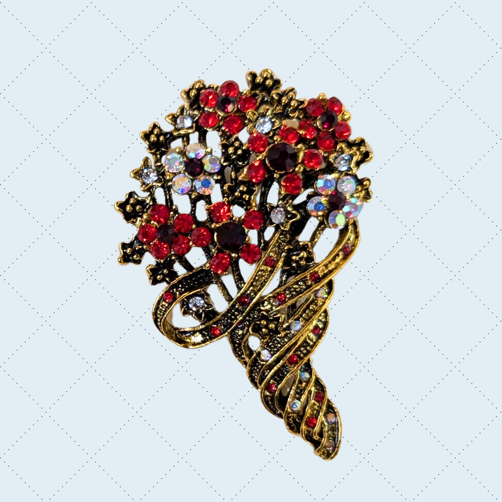 Vintage-Style Crystal Flower Bouquet Pins