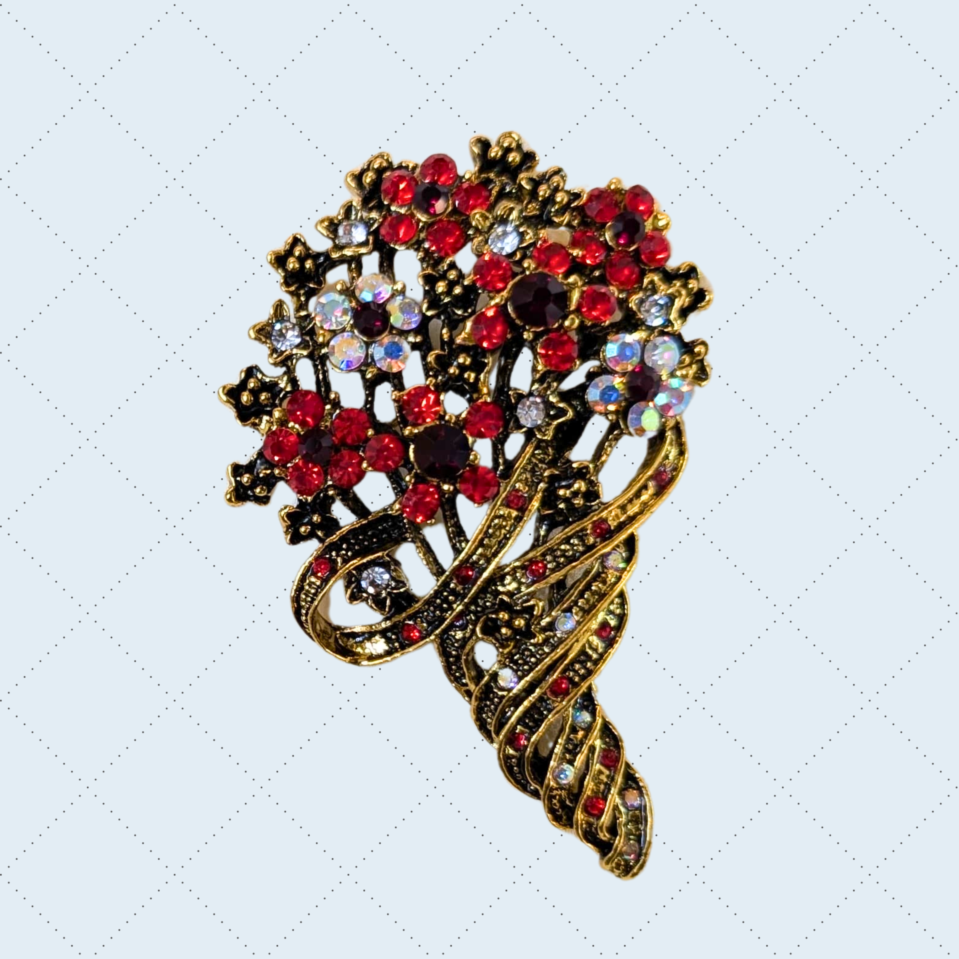 Vintage-Style Crystal Flower Bouquet Pins