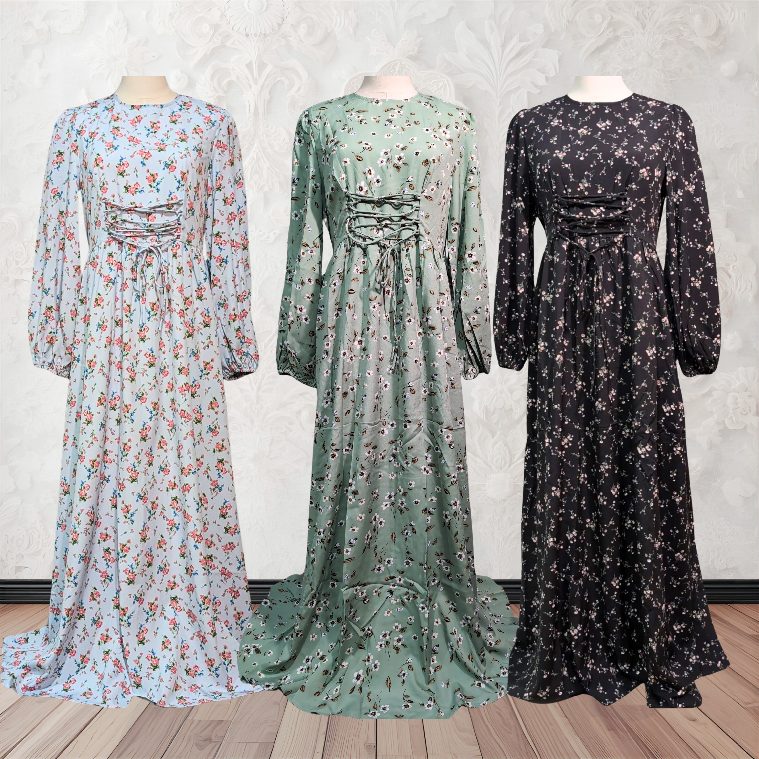 Floral Fancy Abaya in Green