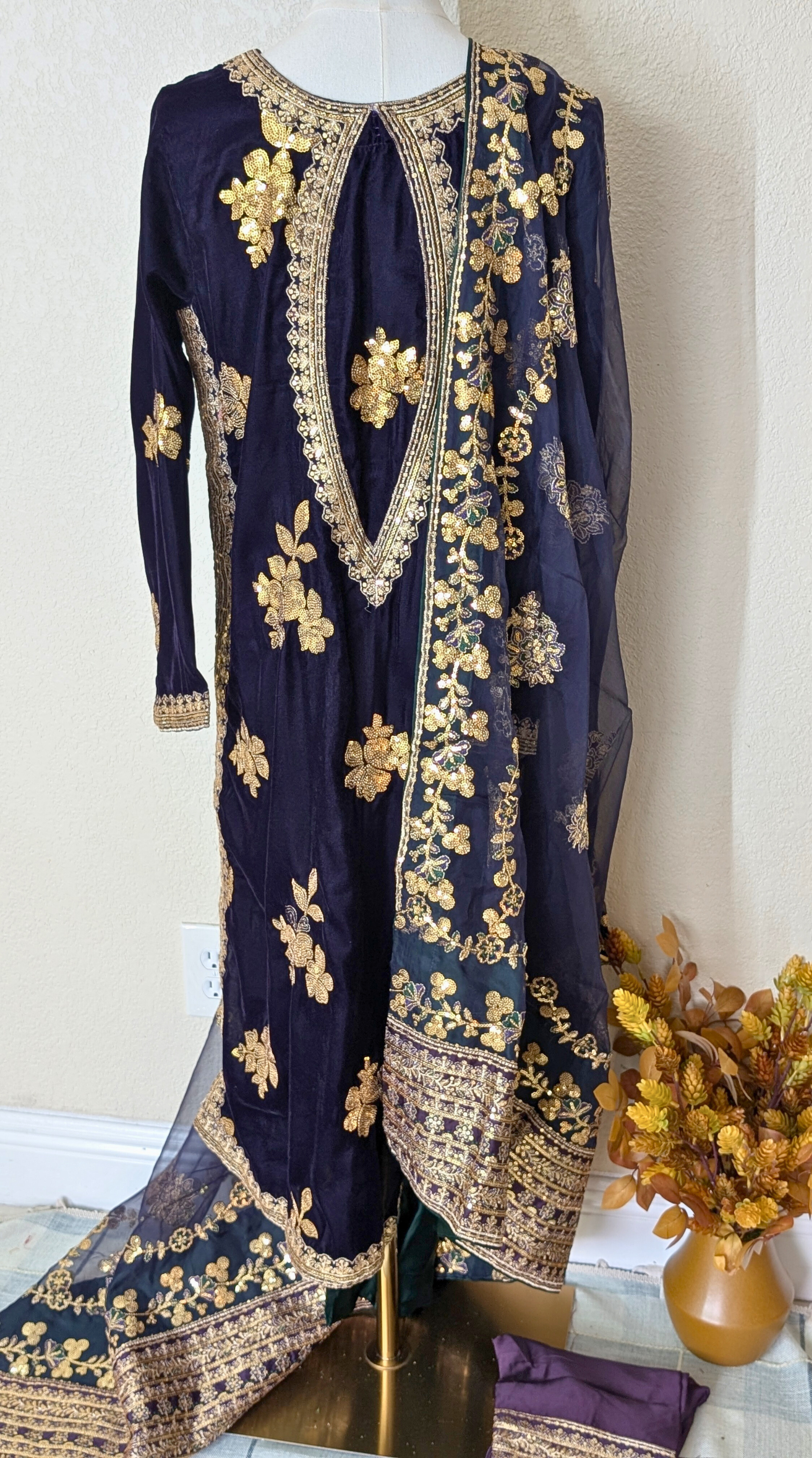 Velvet shelowar kameez