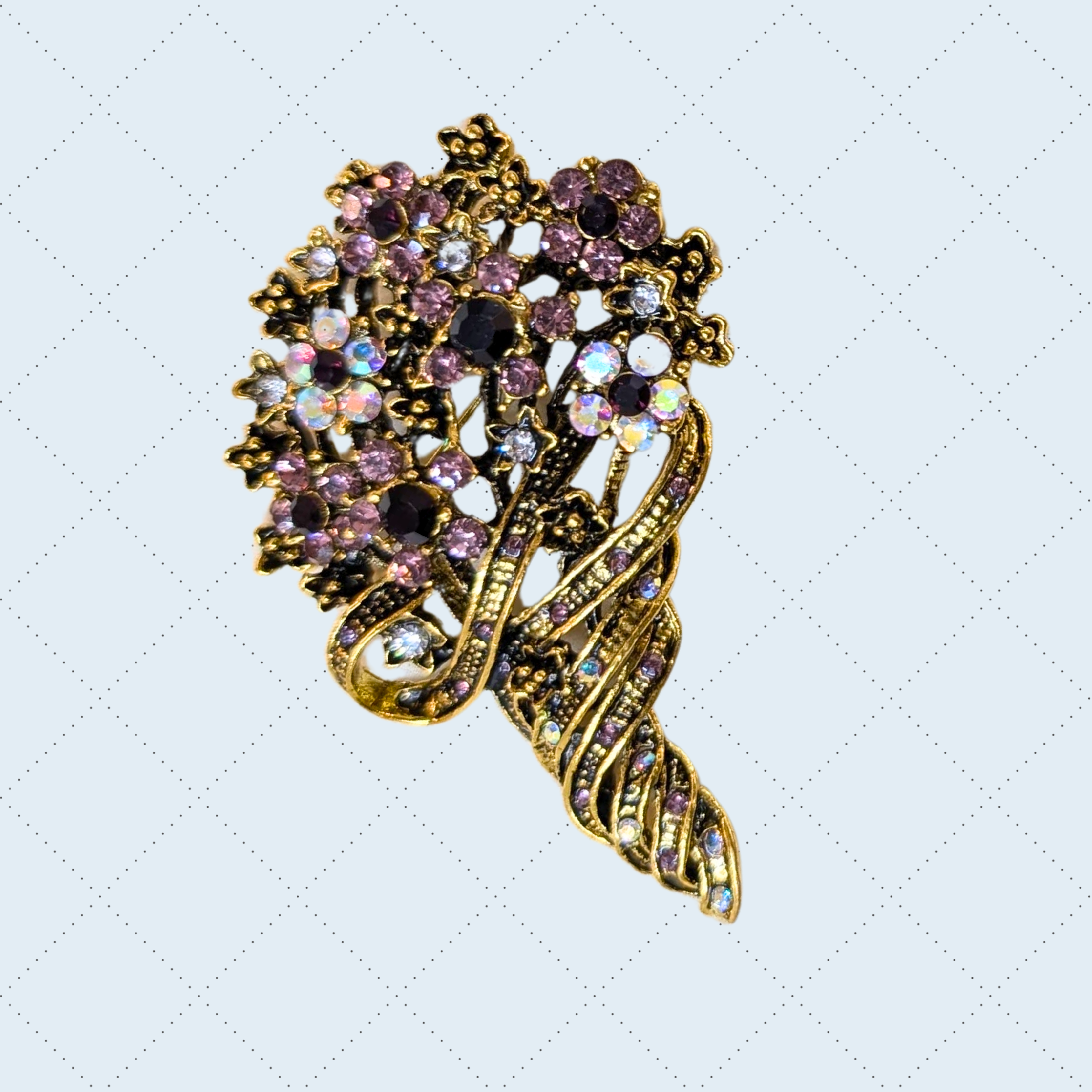 Vintage-Style Crystal Flower Bouquet Pins