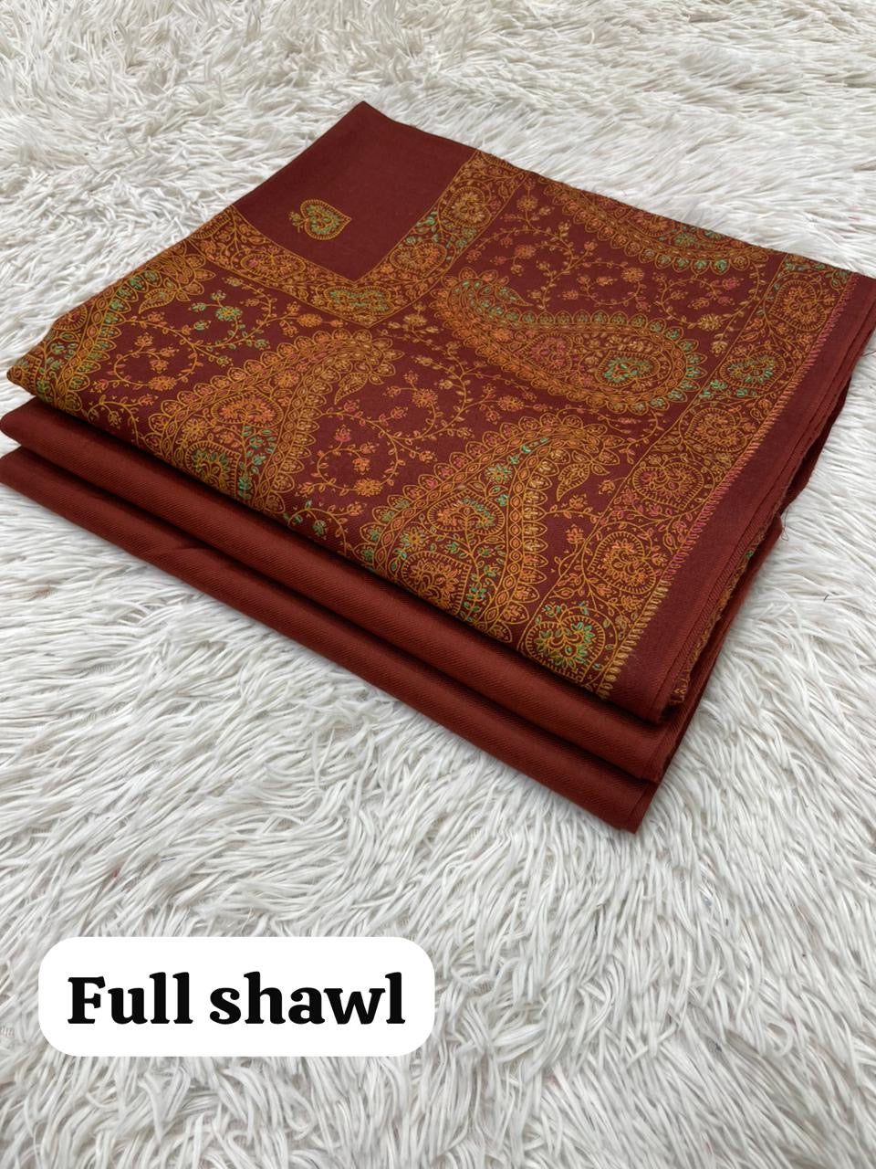 Winter Kurta Set with Embroidered Kashmiri-Style Shawl