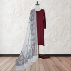 Winter Kurta Set with Embroidered Kashmiri-Style Shawl