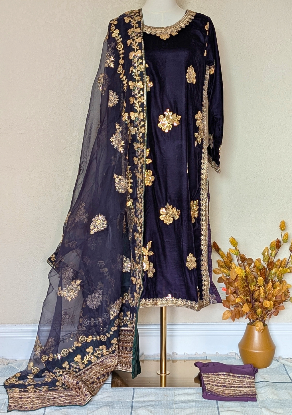 Velvet shelowar kameez