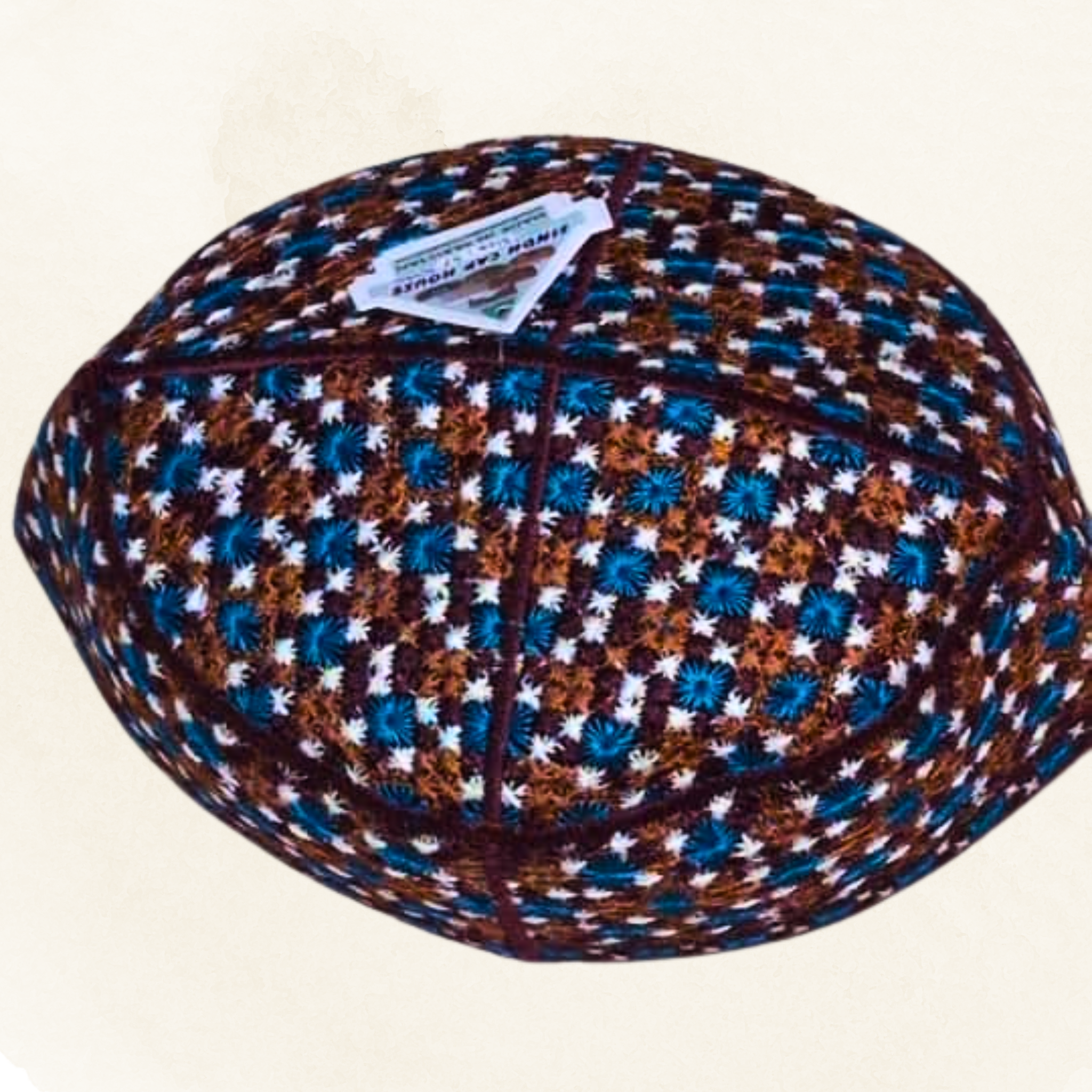 Topi Kufi in Blue and Brown