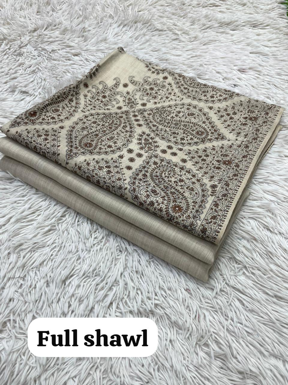 Winter Kurta Set with Embroidered Kashmiri-Style Shawl