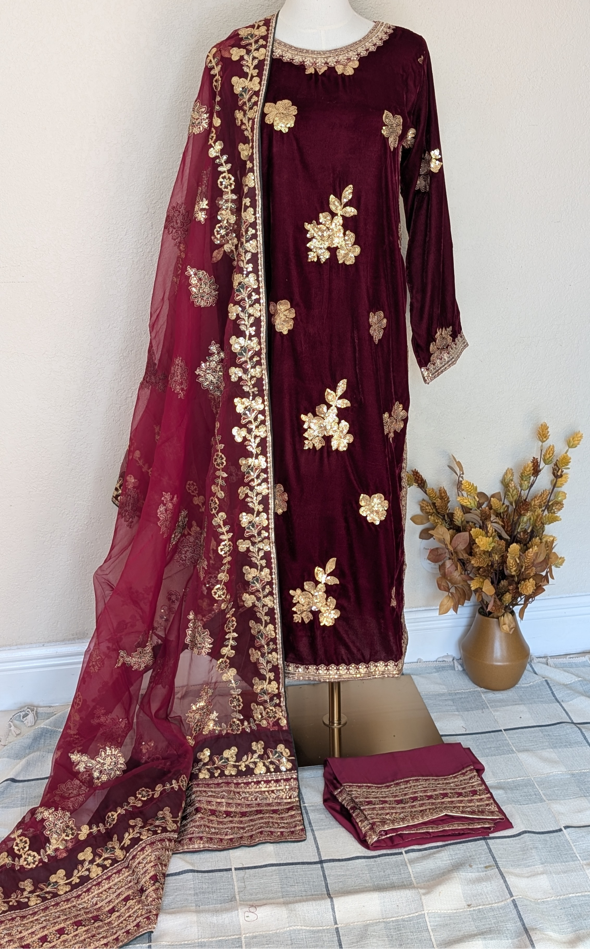 Velvet shelowar kameez