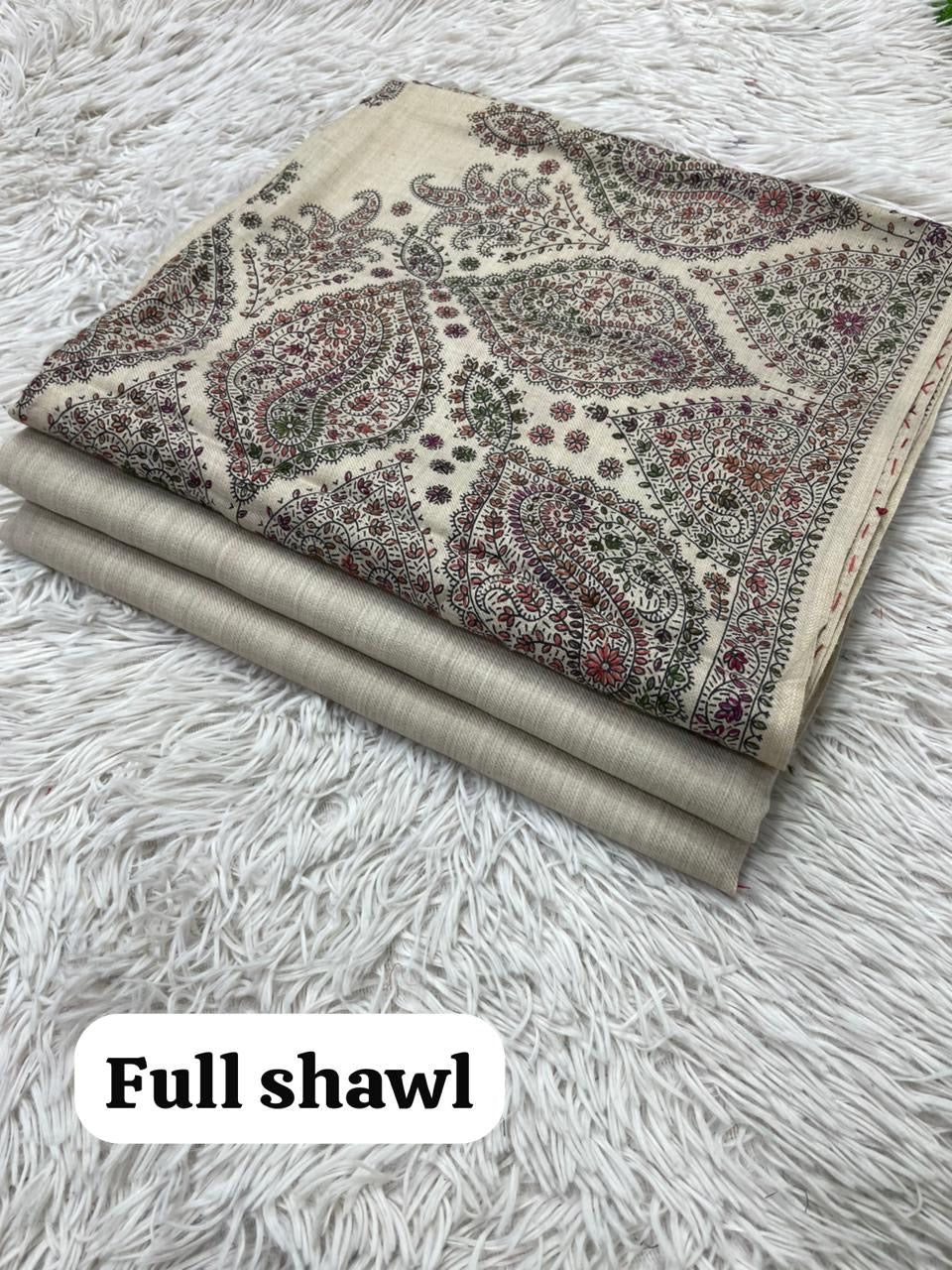 Winter Kurta Set with Embroidered Kashmiri-Style Shawl