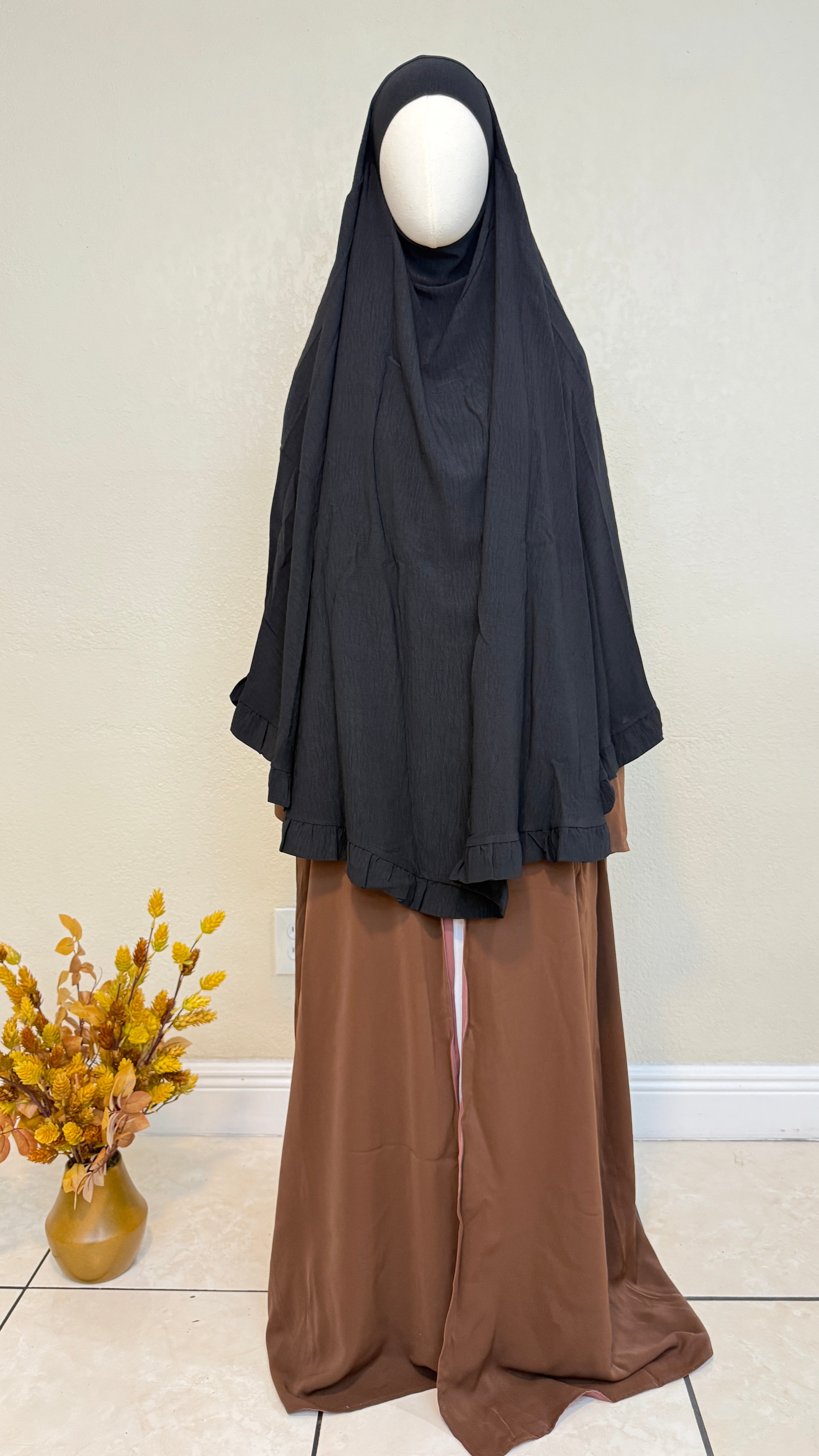 Zaira open Abaya in Cofee and Rose Mauve