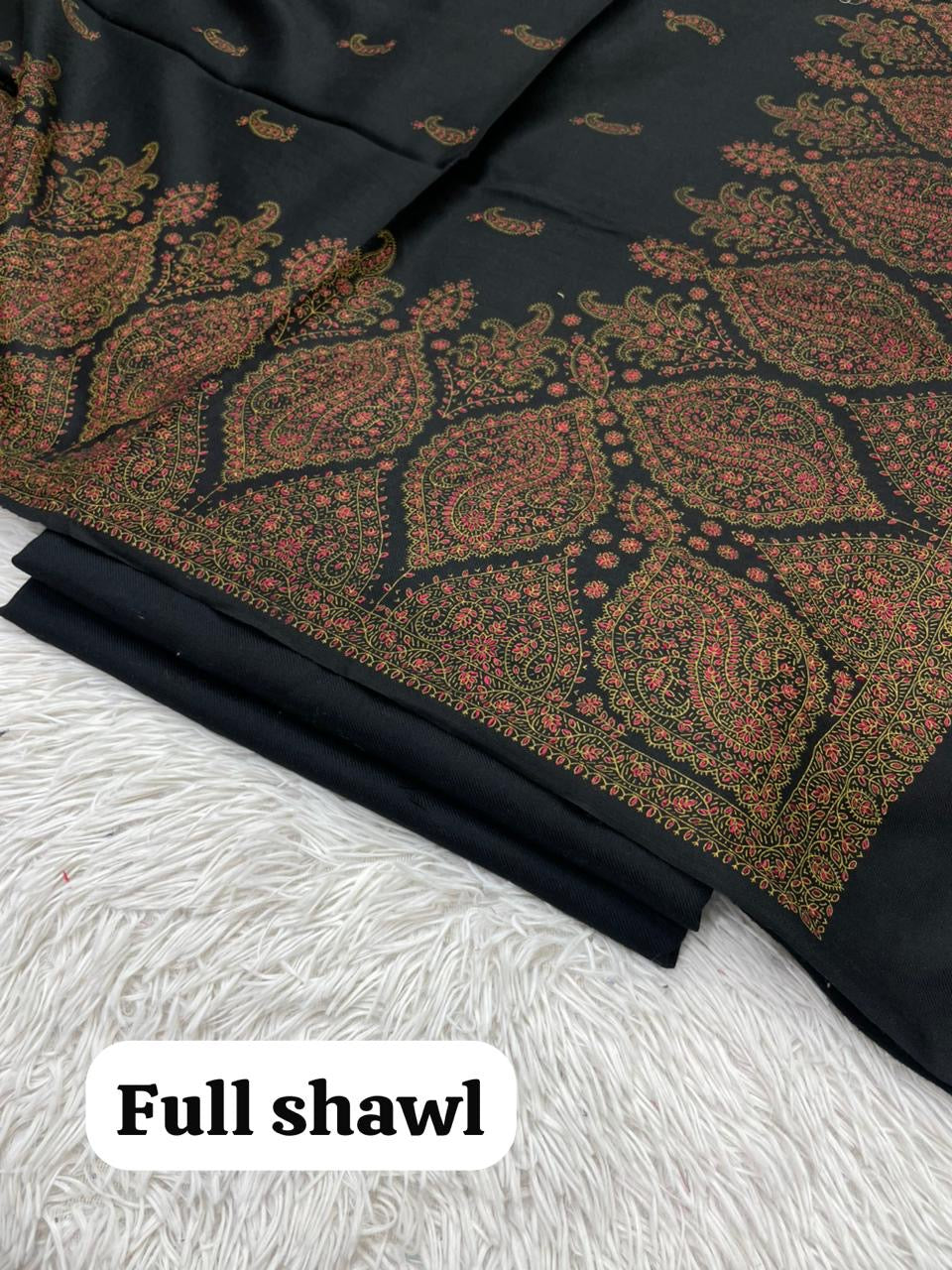 Winter Kurta Set with Embroidered Kashmiri-Style Shawl
