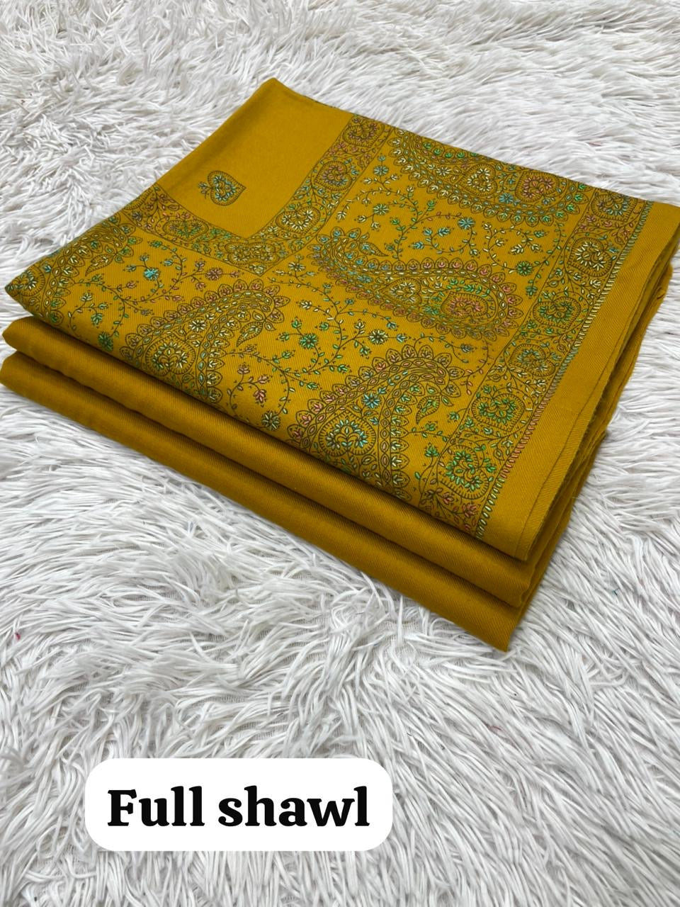 Winter Kurta Set with Embroidered Kashmiri-Style Shawl