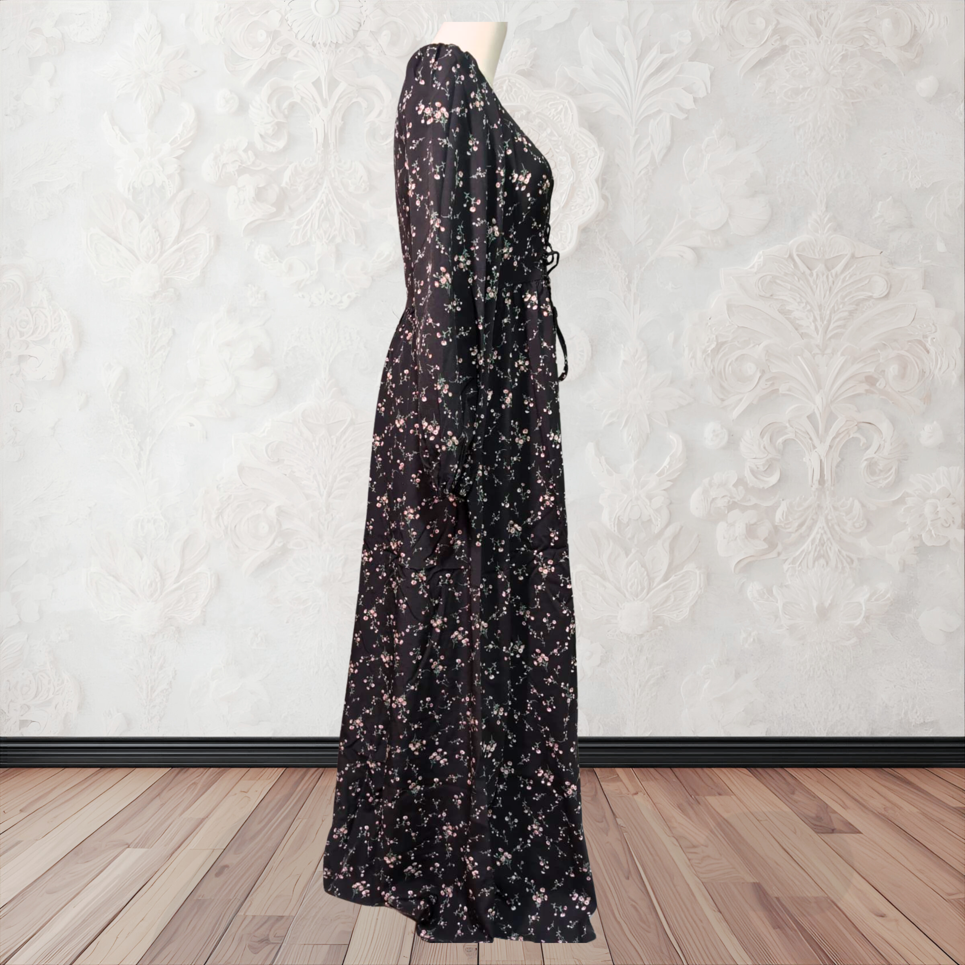 Floral Fancy Abaya in Black