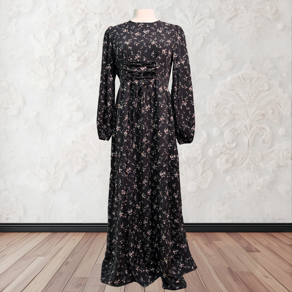 Floral Fancy Abaya in Black